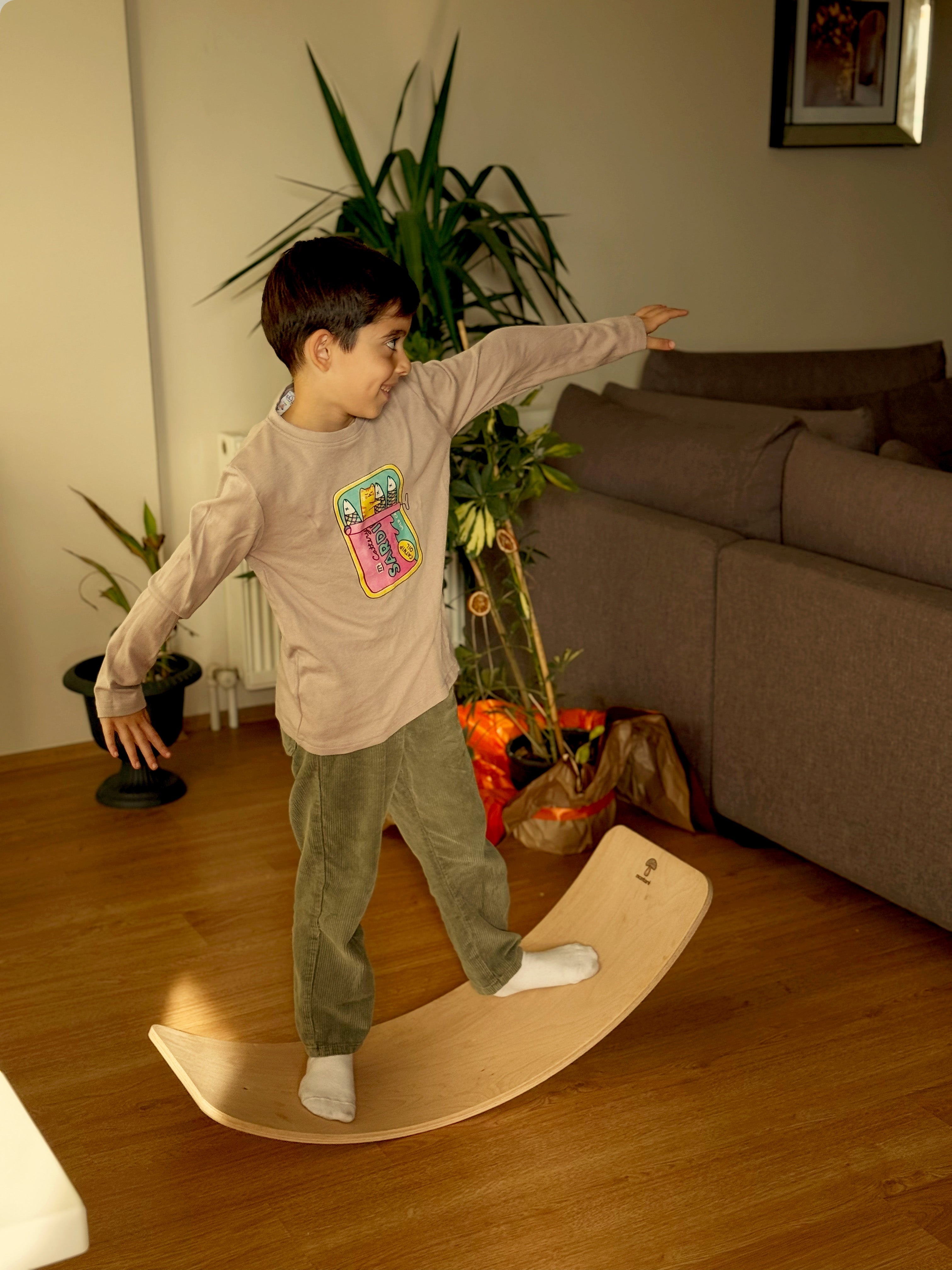 Doğal Kayın Ahşap Montessori Denge Tahtası