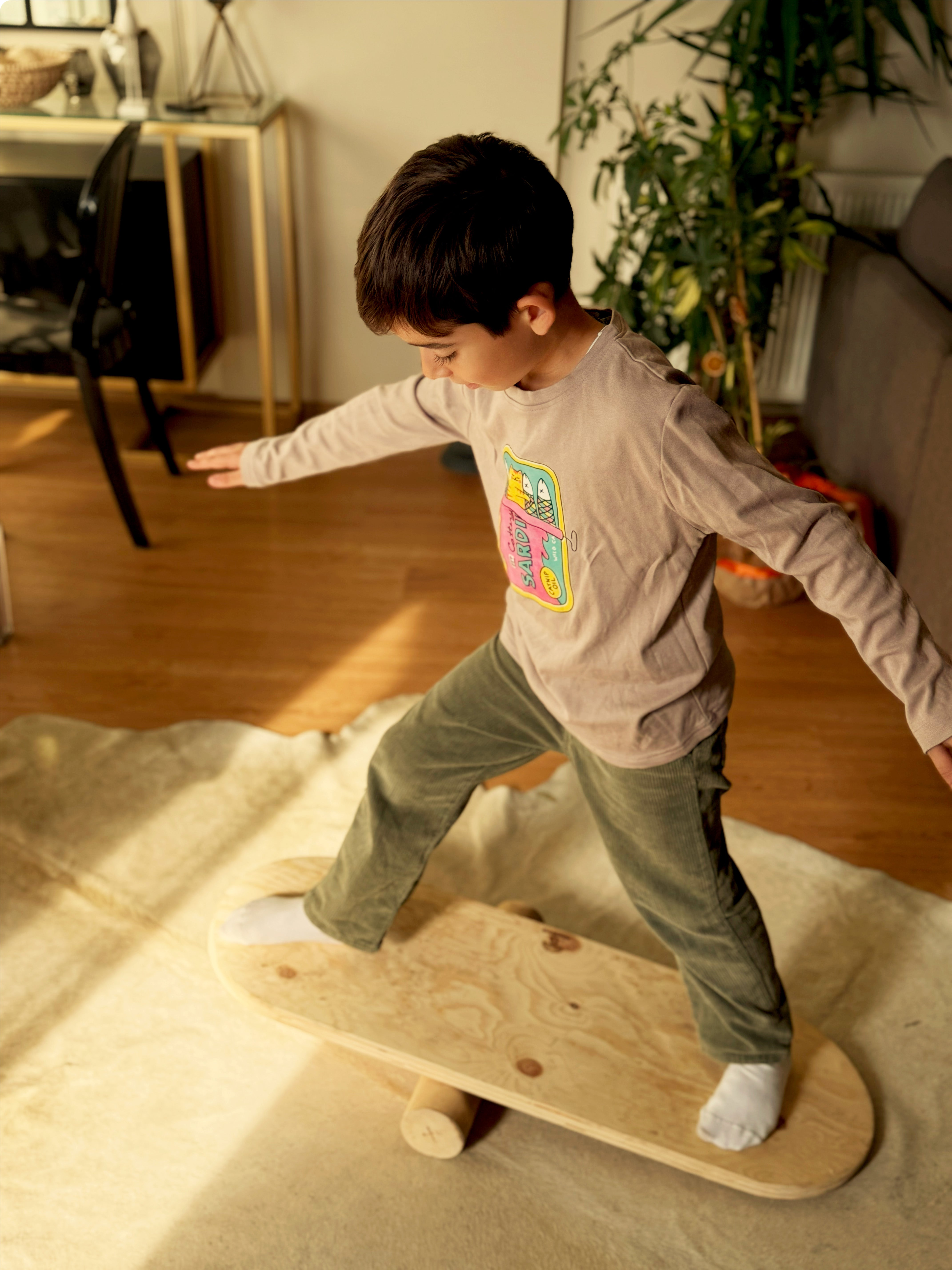 Doğal Kayın Ahşap Montessori Denge Tahtası