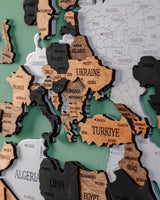 3D Ahşap Dünya Haritası Dekorasyonu