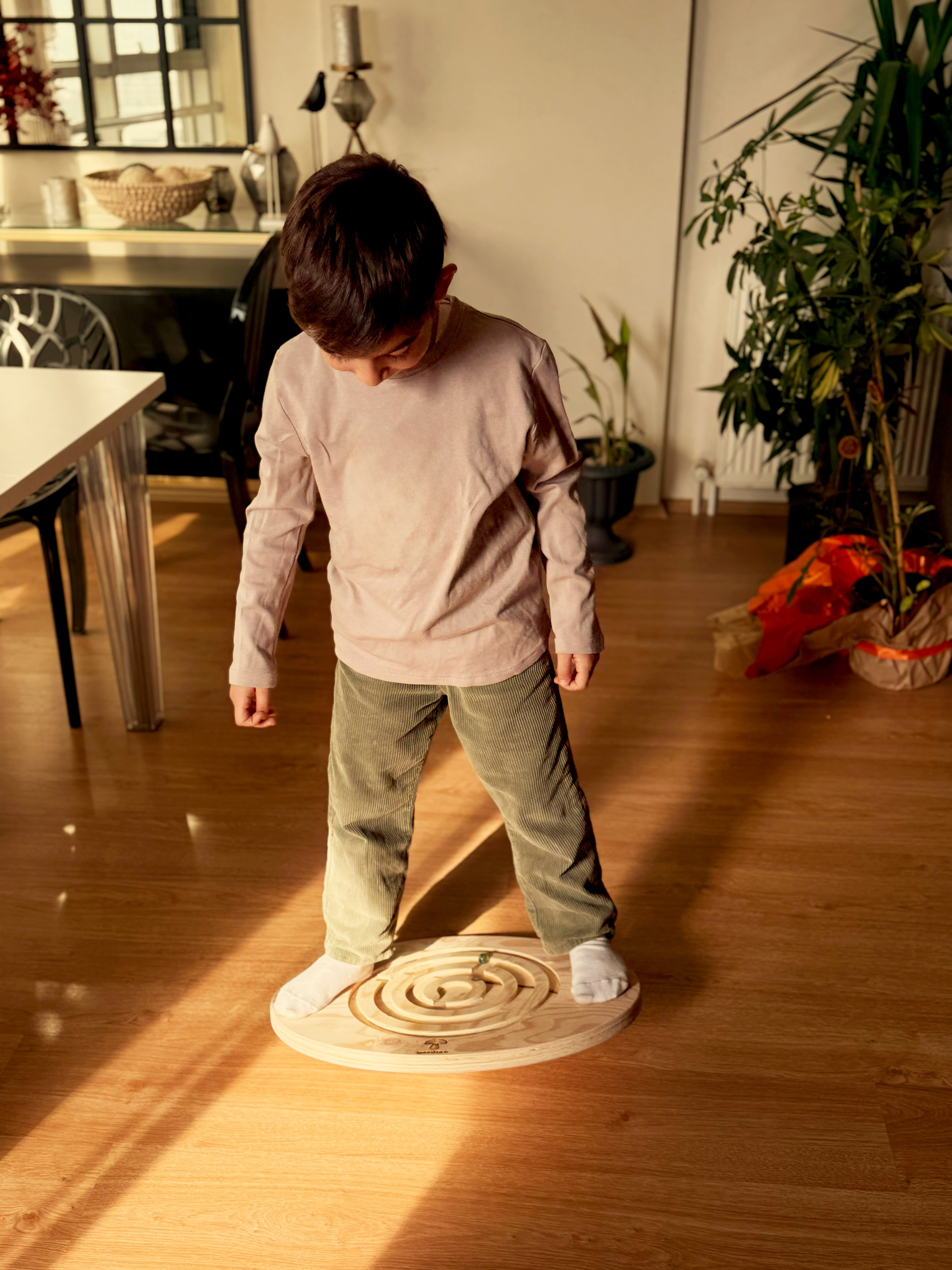 Doğal Kayın Ahşap Montessori Denge Tahtası