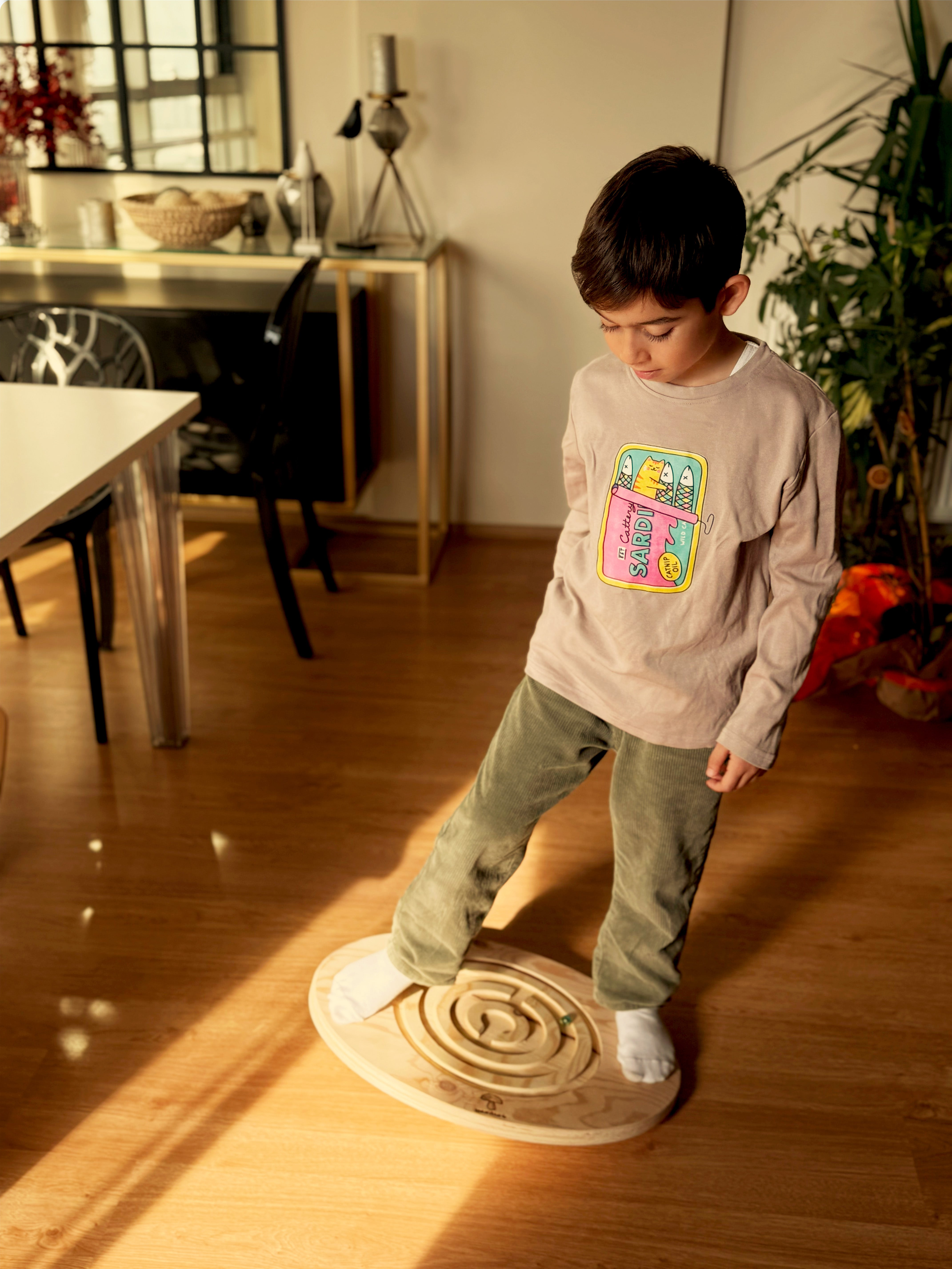 Doğal Kayın Ahşap Montessori Denge Tahtası