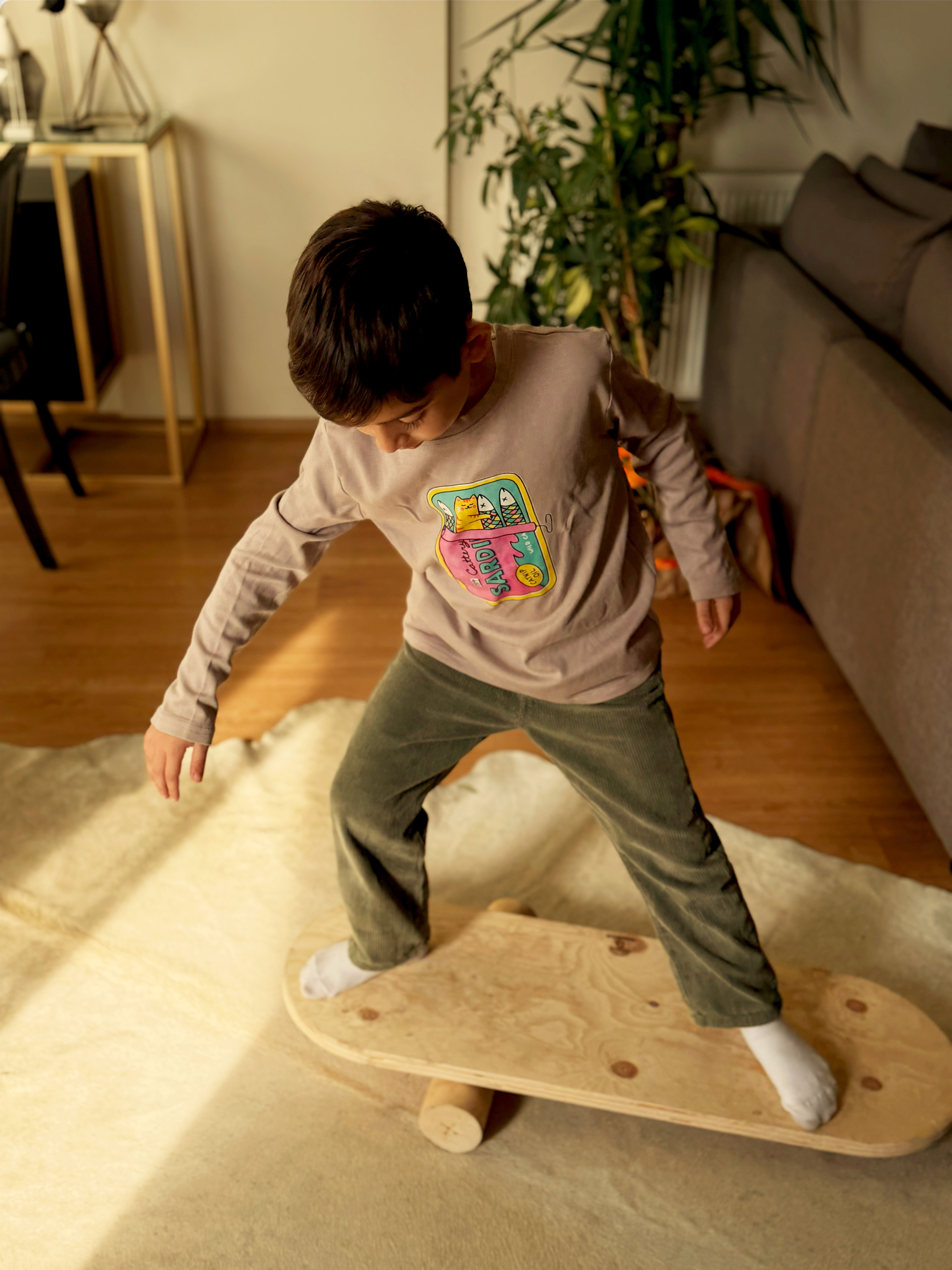 Doğal Kayın Ahşap Montessori Denge Tahtası